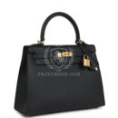 Hermes Kelly Sellier 25 Black Epsom GHW