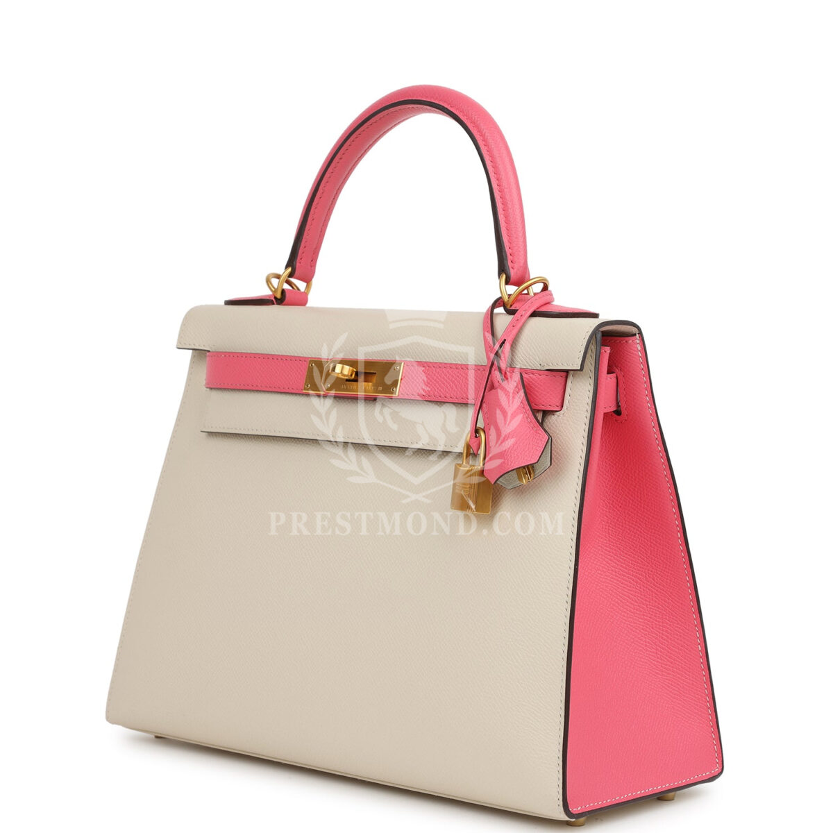 Hermes Special Order (HSS) Kelly Sellier 28 Craie and Rose Azalee Epsom Brushed GHW — изображение 5