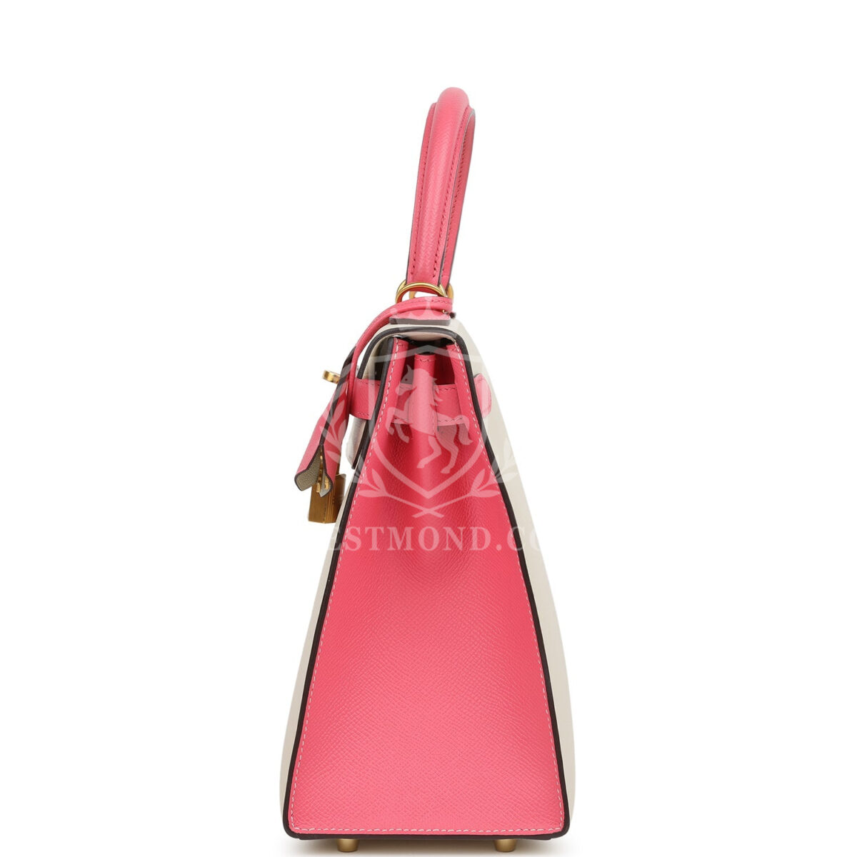 Hermes Special Order (HSS) Kelly Sellier 28 Craie and Rose Azalee Epsom Brushed GHW — изображение 3