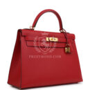 Hermes Kelly Sellier 32 Rouge Casaque Epsom GHW