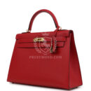 Hermes Kelly Sellier 32 Rouge Casaque Epsom GHW
