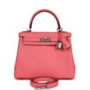Hermes Kelly Retourne 25 Rose Azalee Swift PHW