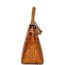 Vintage Hermes Kelly Sellier 28 Saffron Porosus Crocodile GHW