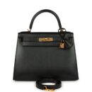 Hermes Kelly Sellier 28 Black Tadelakt GHW