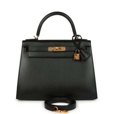 Hermes Kelly Sellier 28 Black Tadelakt GHW