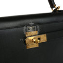 Hermes Kelly Sellier 28 Black Tadelakt GHW
