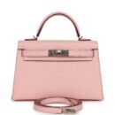 Hermes Kelly Sellier 20 Rose Sakura Chevre Mysore PHW