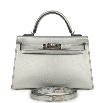 Hermes Kelly Sellier 20 Argent Chevre Chamkilight PHW