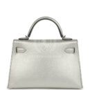 Hermes Kelly Sellier 20 Argent Chevre Chamkilight PHW
