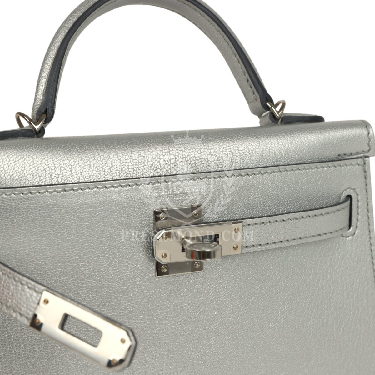 Hermes Kelly Sellier 20 Argent Chevre Chamkilight PHW — изображение 7