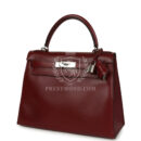 Vintage Hermes Kelly Sellier 28 Rouge H Box PHW