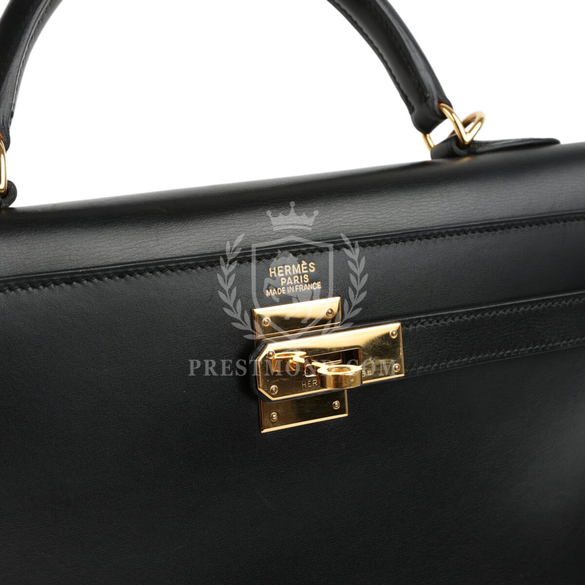 Vintage Hermes Kelly Sellier 32 Black Box GHW — изображение 7
