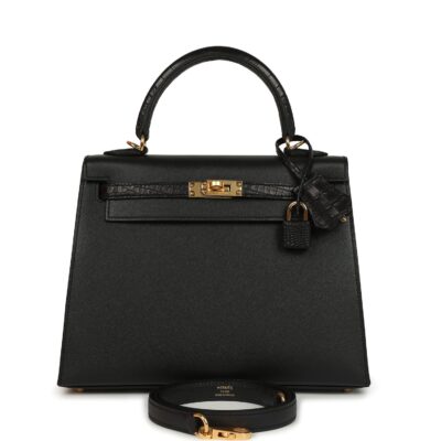 Hermes Kelly Sellier 25 Black Madame and Matte Alligator Touch GHW