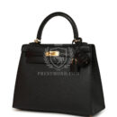 Hermes Kelly Sellier 25 Black Madame and Matte Alligator Touch GHW