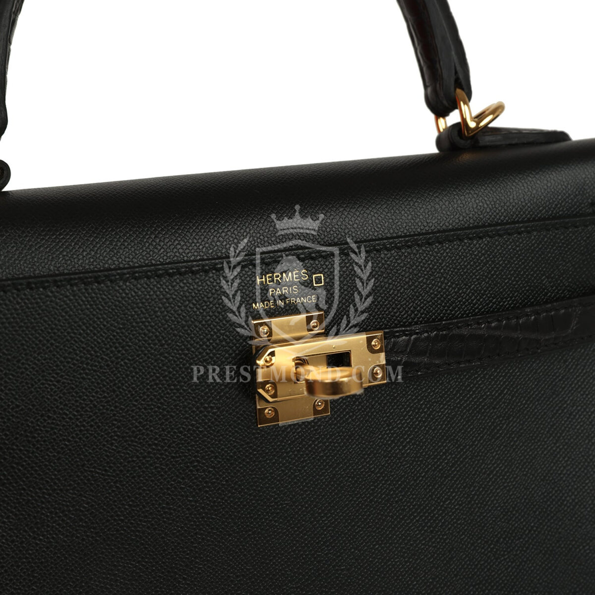 Hermes Kelly Sellier 25 Black Madame and Matte Alligator Touch GHW — изображение 7