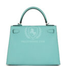 Hermes Kelly Sellier 28 Bleu Atoll Epsom PHW