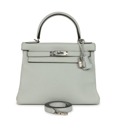 Hermes Kelly Retourne 28 Bleu Pale Clemence PHW