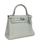 Hermes Kelly Retourne 28 Bleu Pale Clemence PHW