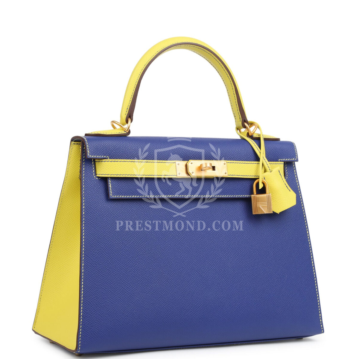 Hermes Special Order (HSS) Kelly Sellier 28 Bleu Electric and Lime Epsom Brushed GHW — изображение 2