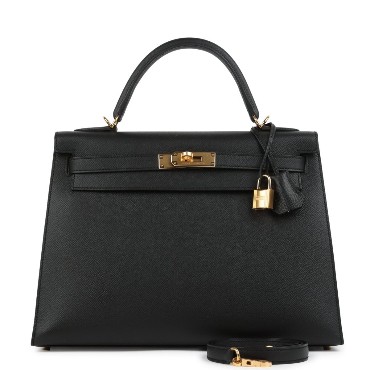 Hermes Kelly Sellier 32 Black Epsom GHW