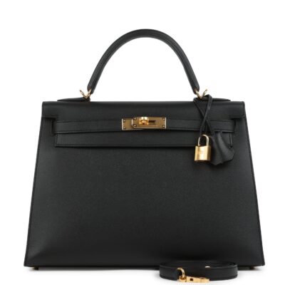 Hermes Kelly Sellier 32 Black Epsom GHW