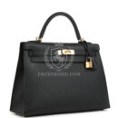 Hermes Kelly Sellier 32 Black Epsom GHW