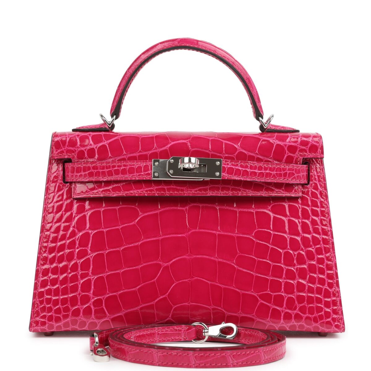 Hermes Kelly Sellier 20 Rose Mexico Shiny Alligator PHW