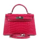 Hermes Kelly Sellier 20 Rose Mexico Shiny Alligator PHW