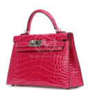 Hermes Kelly Sellier 20 Rose Mexico Shiny Alligator PHW