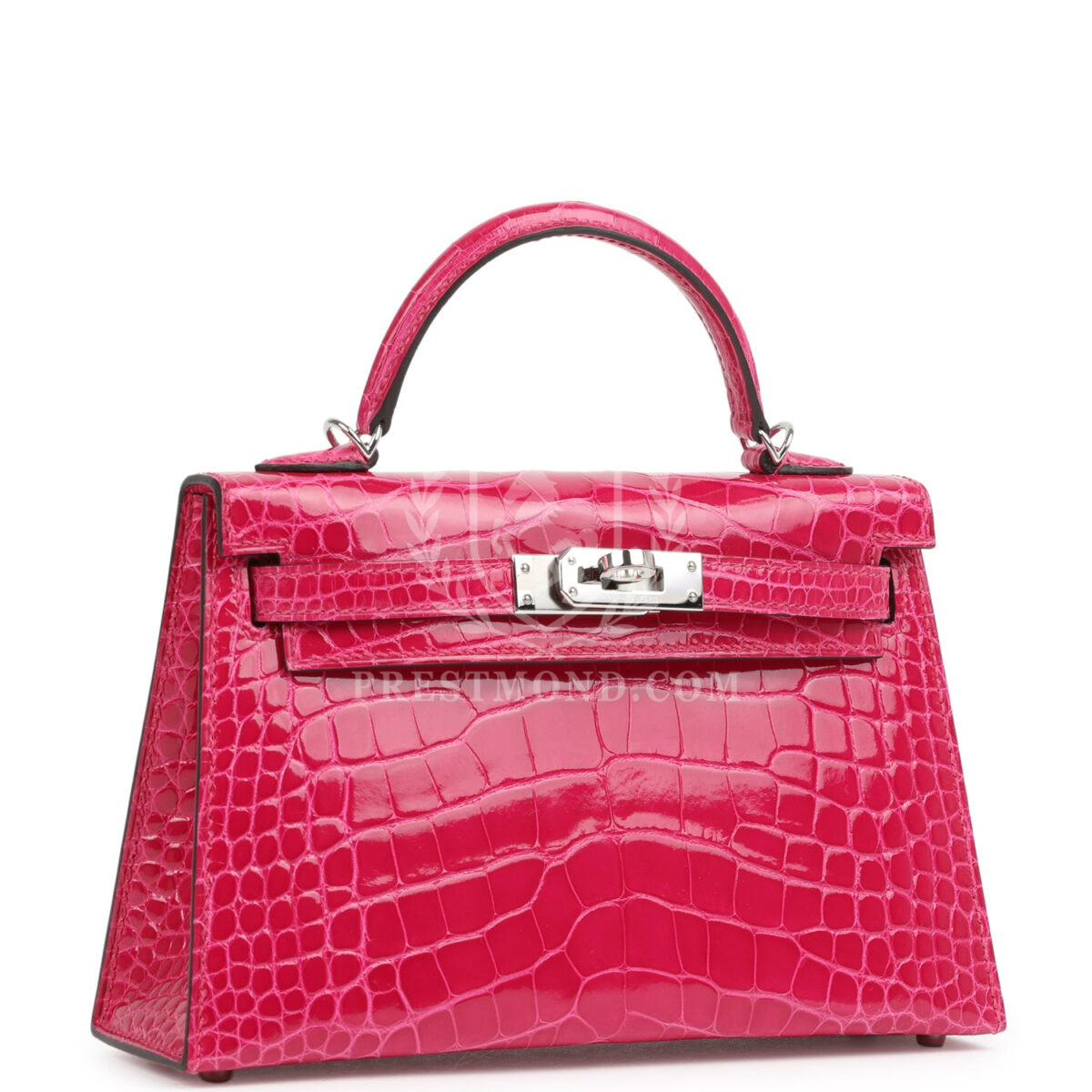 Hermes Kelly Sellier 20 Rose Mexico Shiny Alligator PHW — изображение 2