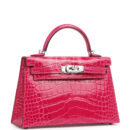 Hermes Kelly Sellier 20 Rose Mexico Shiny Alligator PHW