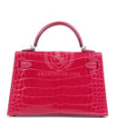 Hermes Kelly Sellier 20 Rose Mexico Shiny Alligator PHW