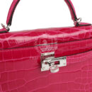 Hermes Kelly Sellier 20 Rose Mexico Shiny Alligator PHW