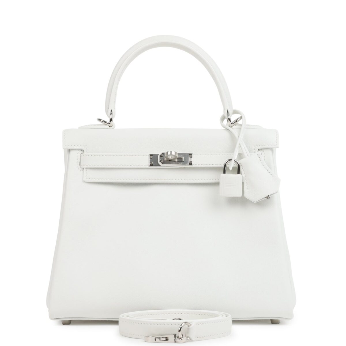 Hermes Kelly Retourne 25 New White Swift PHW