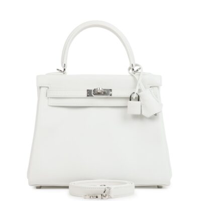 Hermes Kelly Retourne 25 New White Swift PHW