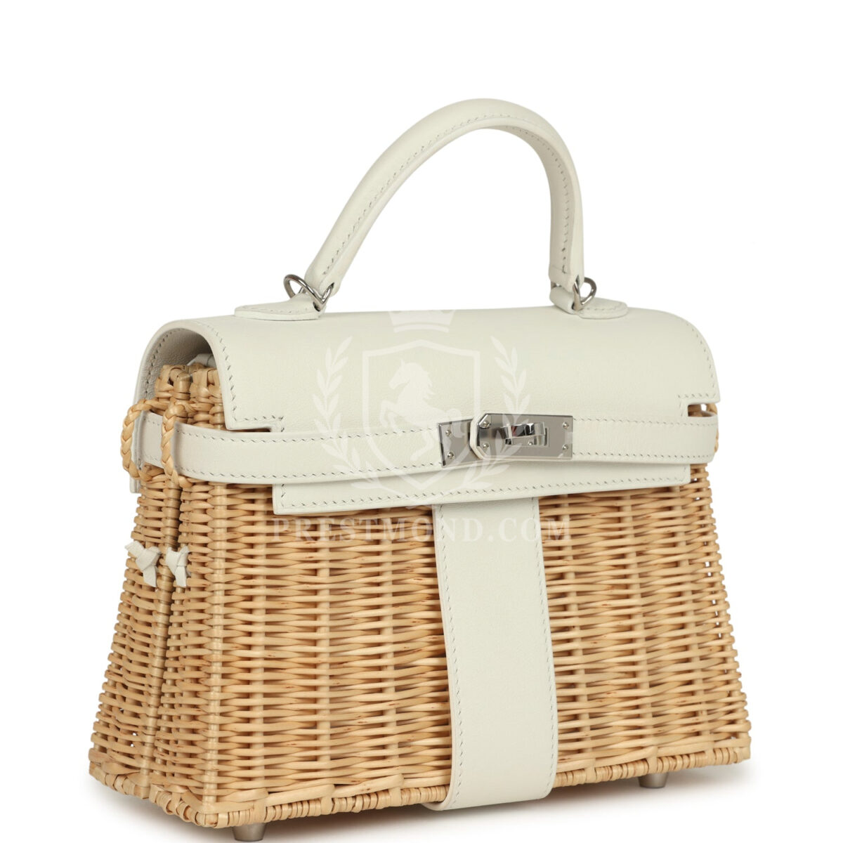 Hermes Mini Picnic Kelly 20 White Swift and Osier Wicker PHW — изображение 2