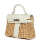 Hermes Mini Picnic Kelly 20 White Swift and Osier Wicker PHW