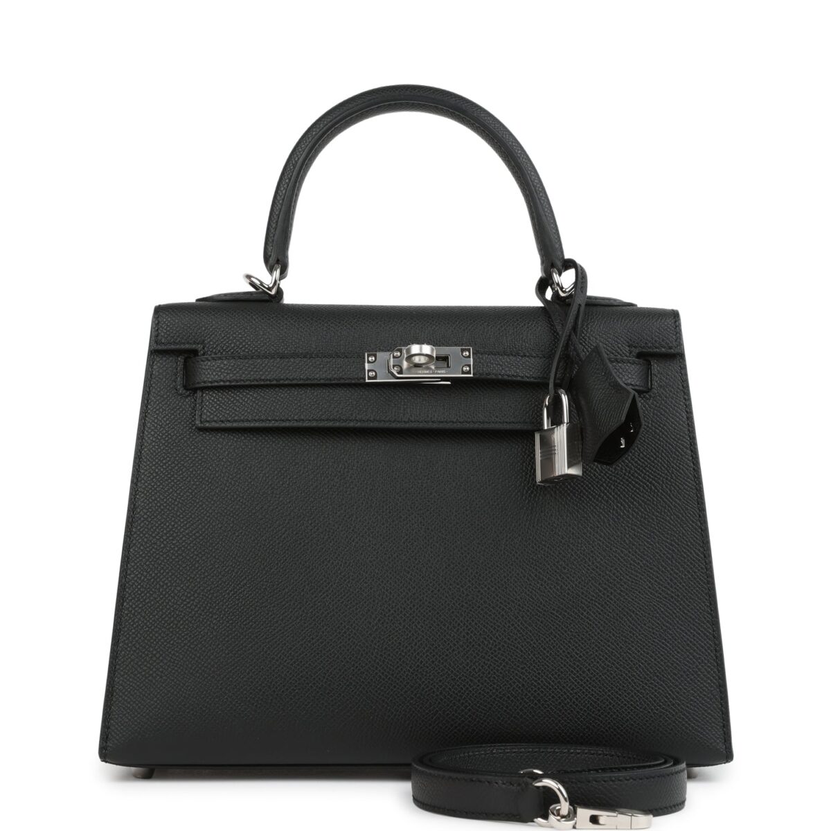 Hermes Kelly Sellier 25 Black Epsom PHW