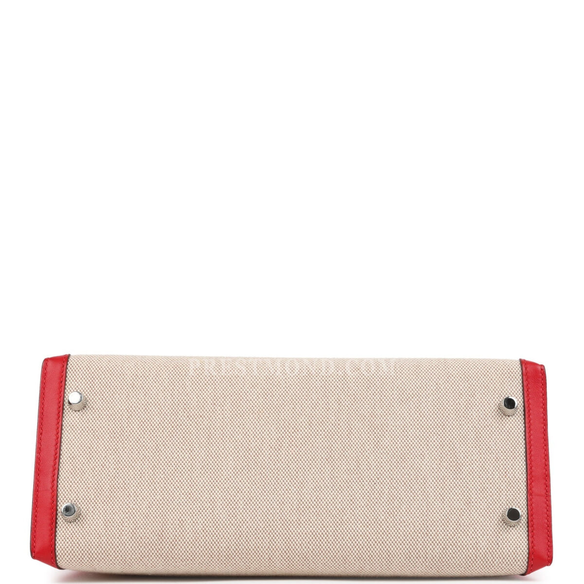 Hermes Kelly Sellier 28 Rouge De Coeur Swift and Beige-Ecru Toile H Canvas PHW — изображение 6