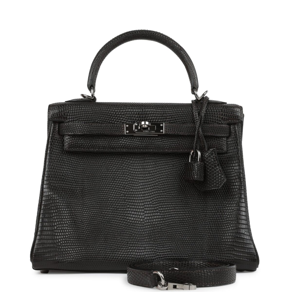 Vintage Hermes Kelly Retourne 25 Cocoan Matte Varanus Salvator Lizard RHW