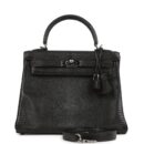 Vintage Hermes Kelly Retourne 25 Cocoan Matte Varanus Salvator Lizard RHW