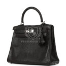 Vintage Hermes Kelly Retourne 25 Cocoan Matte Varanus Salvator Lizard RHW