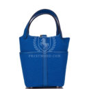 Hermes Picotin Cargo 18 Bleu France Swift and Toile Canvas PHW