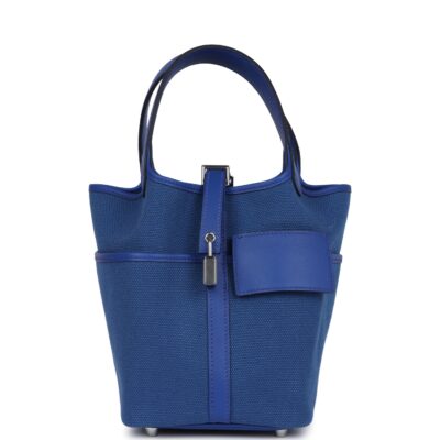 Hermes Picotin Cargo 18 Bleu Royal Swift and Toile Canvas PHW