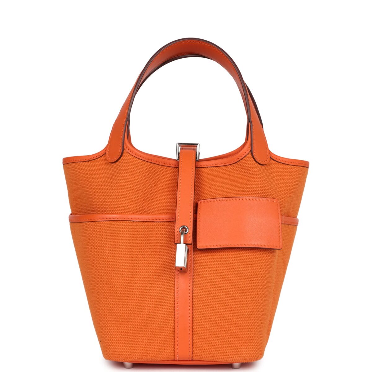 Hermes Picotin Cargo 18 Orange Swift and Toile Canvas PHW