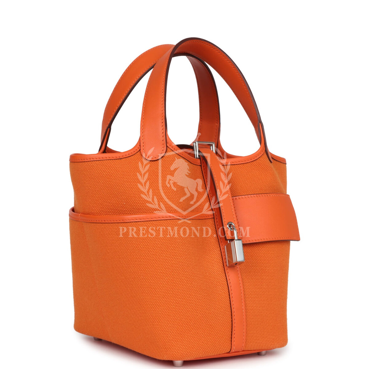 Hermes Picotin Cargo 18 Orange Swift and Toile Canvas PHW — изображение 2