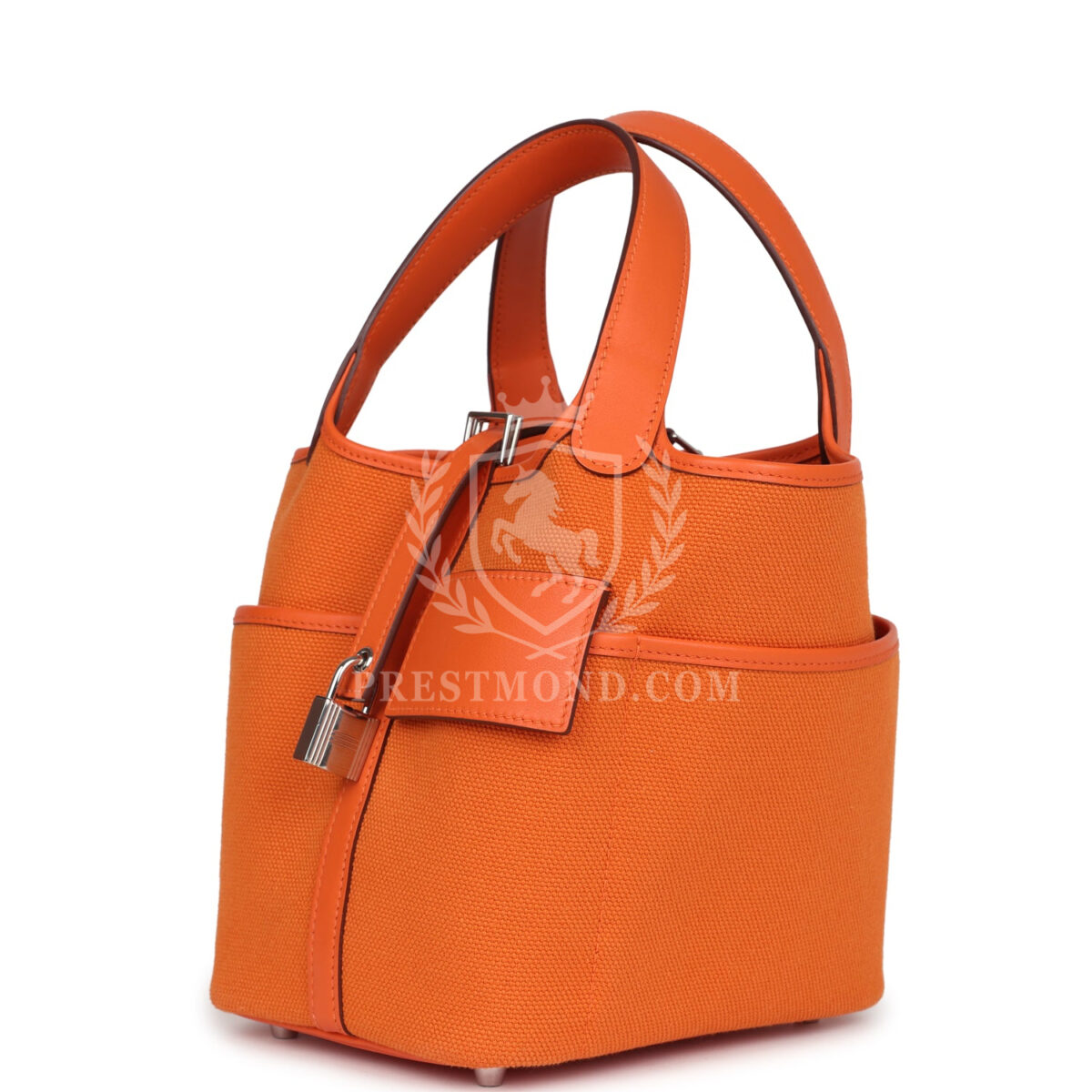 Hermes Picotin Cargo 18 Orange Swift and Toile Canvas PHW — изображение 5