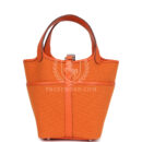 Hermes Picotin Cargo 18 Orange Swift and Toile Canvas PHW