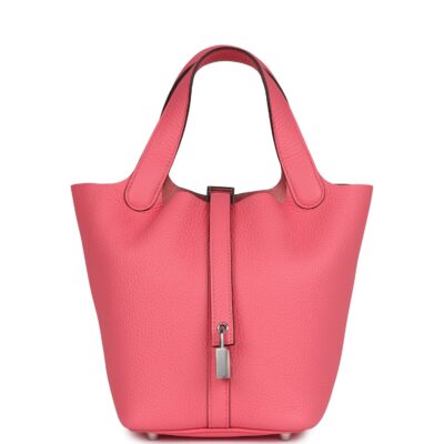 Hermes Picotin Lock 18 Rose Azalee Clemence PHW