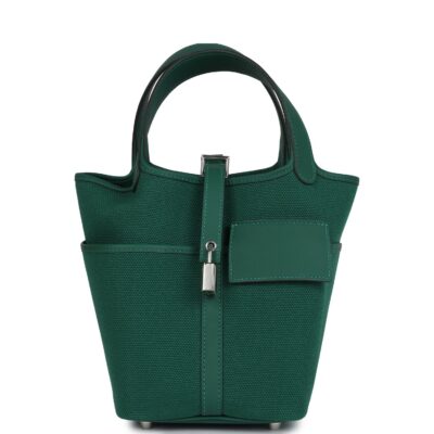 Hermes Picotin Cargo 18 Vert Moyen Swift and Toile Canvas PHW